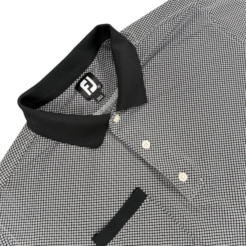 FootJoy Polo Shirt Mens XL Black White Micro Pattern Pocket Golf‎ Performance